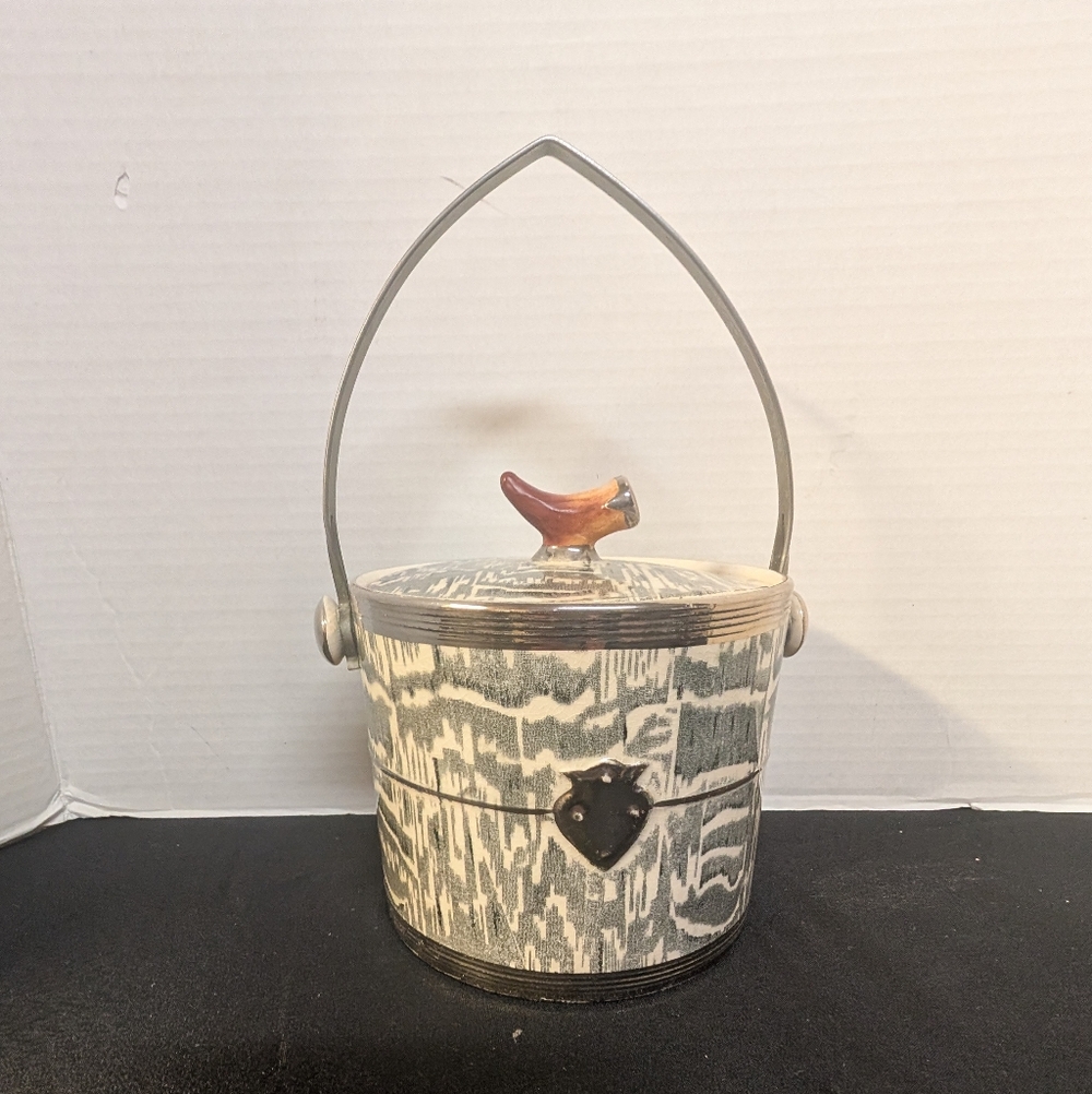 Antique Arthur Wood Silver Shield Biscuit Barrel Or Ice Bucket  Made In England